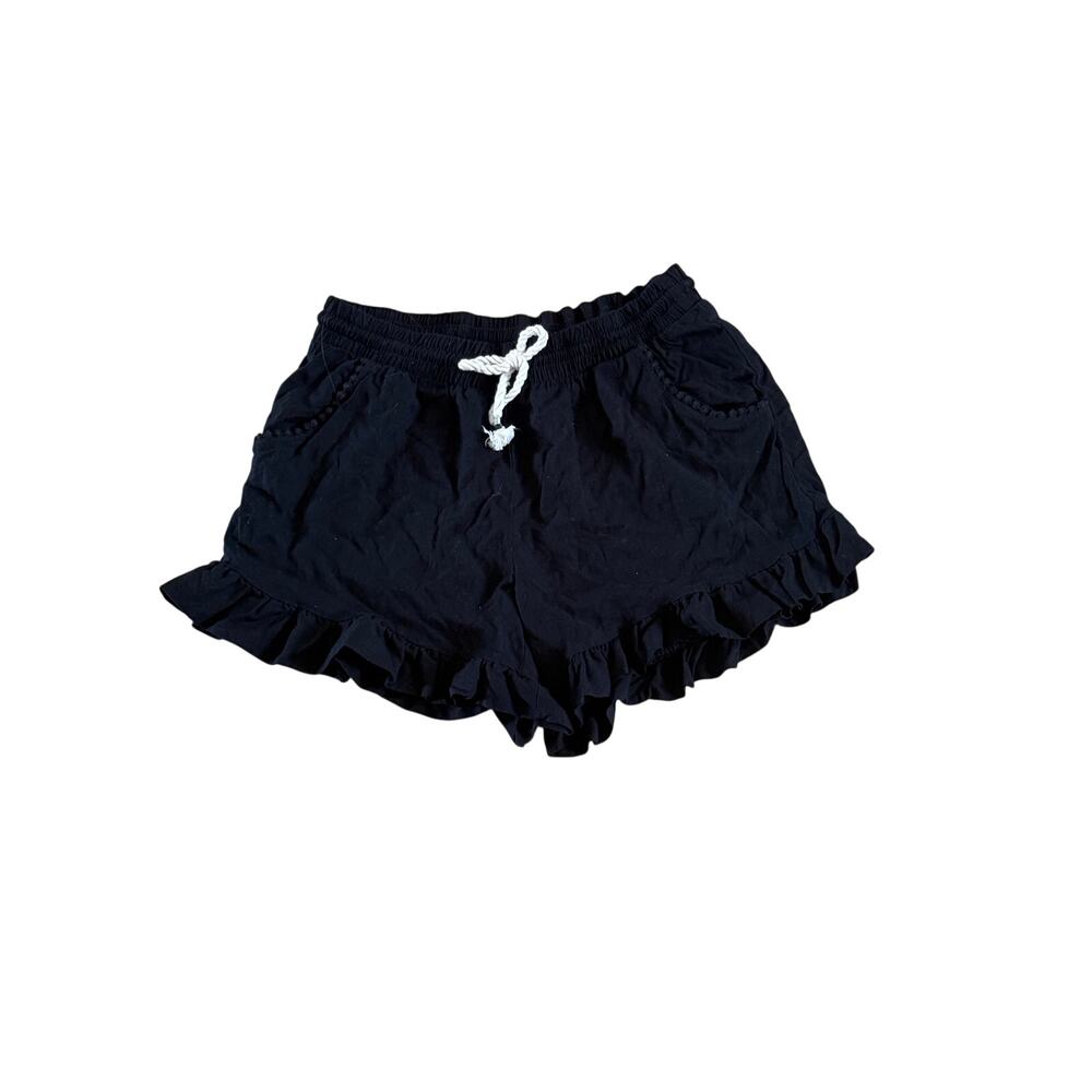 Girls L 10-12 Cat & Jack Black Drawstring Ruffle Pocket Stretch Shorts